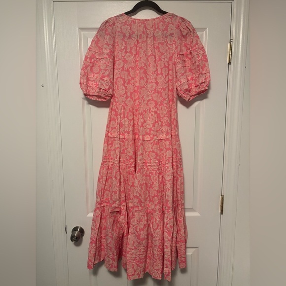 The GREAT.  Bright Rouge Wild Brush Floral The Pleated Ravine Dress - Picture 7 of 11